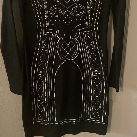 BLACK BEADED RHINESTONE BODY CON DRESS!!!🖤🤍🖤 - Picture 5 of 5